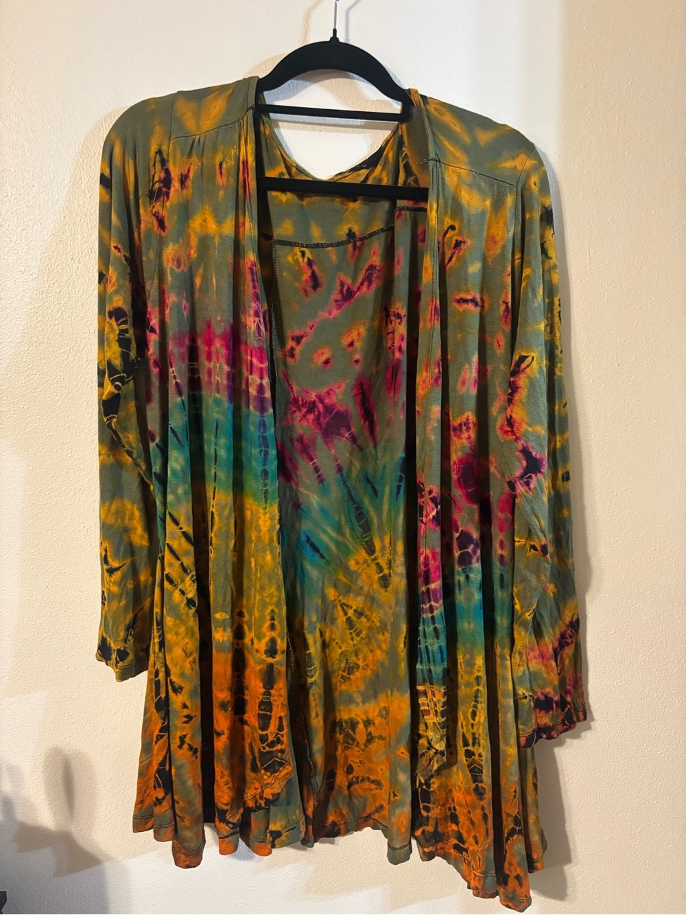 Vibrant Multicolor Tie-Dye Open Cardigan
